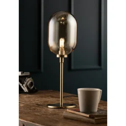 Amber Glass & Brass Stem Lamp<Galway Crystal Best