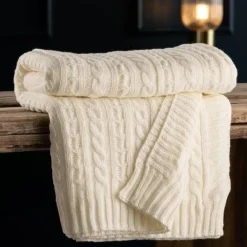 Aran Knit Throw - Soft White<Galway Crystal Outlet