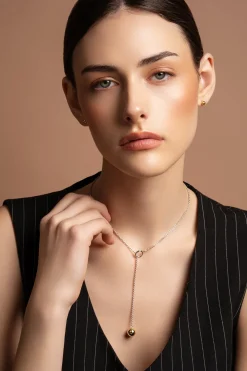 Balance Sterling Silver & Gold Loop Through Necklace<Galway Crystal Hot