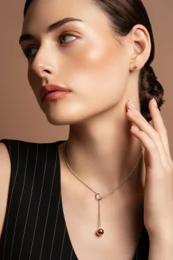 Balance Sterling Silver & Rose Gold Loop Through Necklace<Galway Crystal Clearance