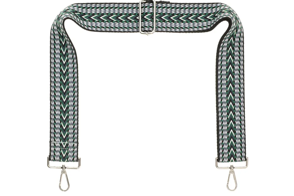 Black Green White Chevron Camera Strap - Silver hardware<Galway Crystal Hot