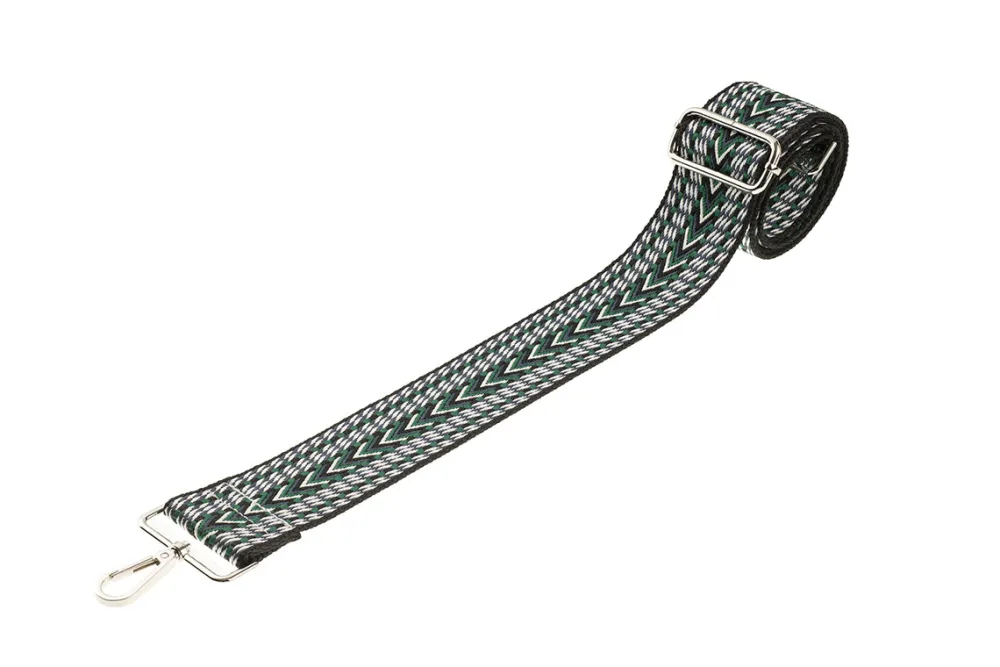 Black Green White Chevron Camera Strap - Silver hardware<Galway Crystal Hot