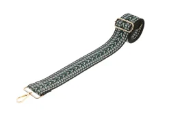 Black Green White Chevron Camera Strap - Gold hardware<Galway Crystal Outlet