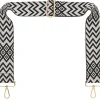 Black & White Chevron Camera Strap - Gold hardware<Galway Crystal Outlet
