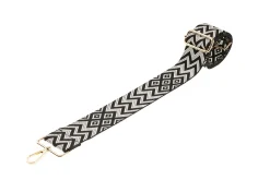 Black & White Chevron Camera Strap - Gold hardware<Galway Crystal Outlet