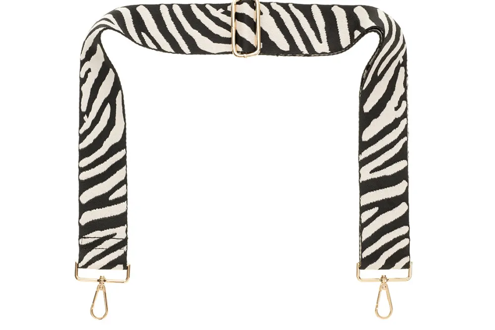 Black & White Zebra Camera Strap - Gold hardware<Galway Crystal New