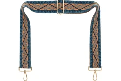 Blue Navy Tan Aztec Camera Strap - Gold hardware<Galway Crystal Discount