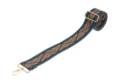 Blue Navy Tan Aztec Camera Strap - Gold hardware<Galway Crystal Discount