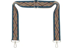 Blue Navy Tan Aztec Camera Strap - Silver hardware<Galway Crystal Outlet