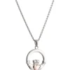 Claddagh Pendant Sterling Silver & Rose Gold<Galway Crystal Online