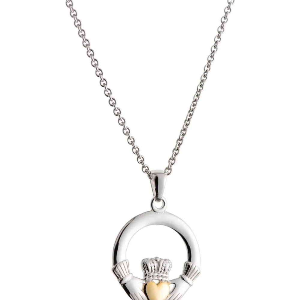Claddagh Pendant Sterling Silver & Gold<Galway Crystal Online