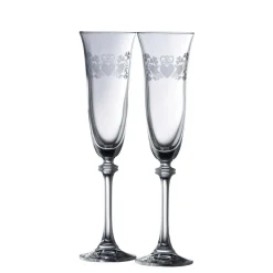 Claddagh Ring Shamrock Liberty Flute Glass Pair<Galway Crystal Outlet