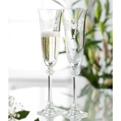 Claddagh Ring Shamrock Liberty Flute Glass Pair<Galway Crystal Outlet