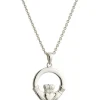 Claddagh Sterling Silver Pendant<Galway Crystal
