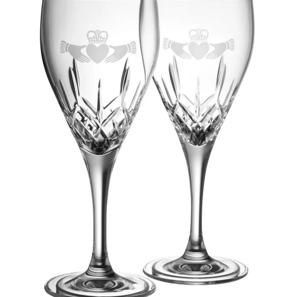 Claddagh White Glass Pair<Galway Crystal Sale