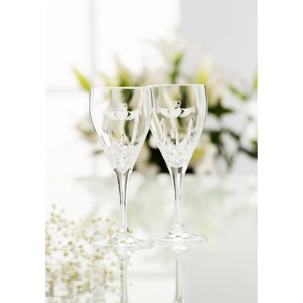 Claddagh White Glass Pair<Galway Crystal Sale