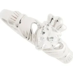 Crystal Claddagh Sterling Silver Ring<Galway Crystal Online