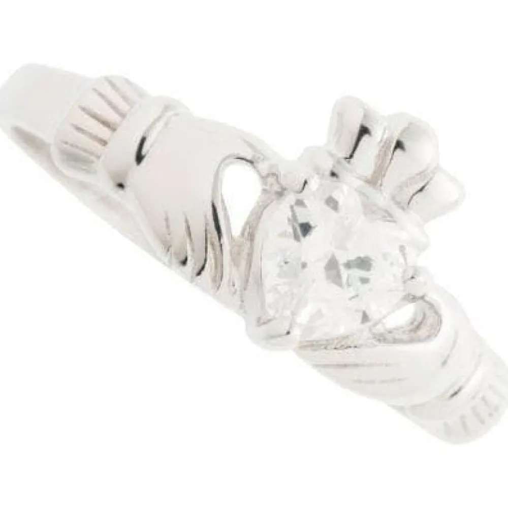 Crystal Claddagh Sterling Silver Ring<Galway Crystal Online