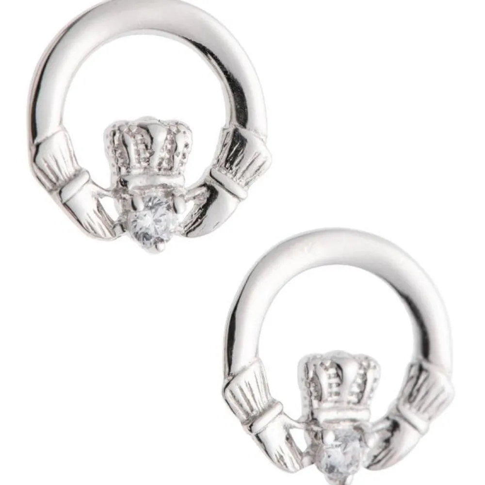 Crystal Claddagh Sterling Silver Earrings<Galway Crystal Best