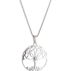 Crystal Tree Of Life Sterling Silver Pendant<Galway Crystal Sale