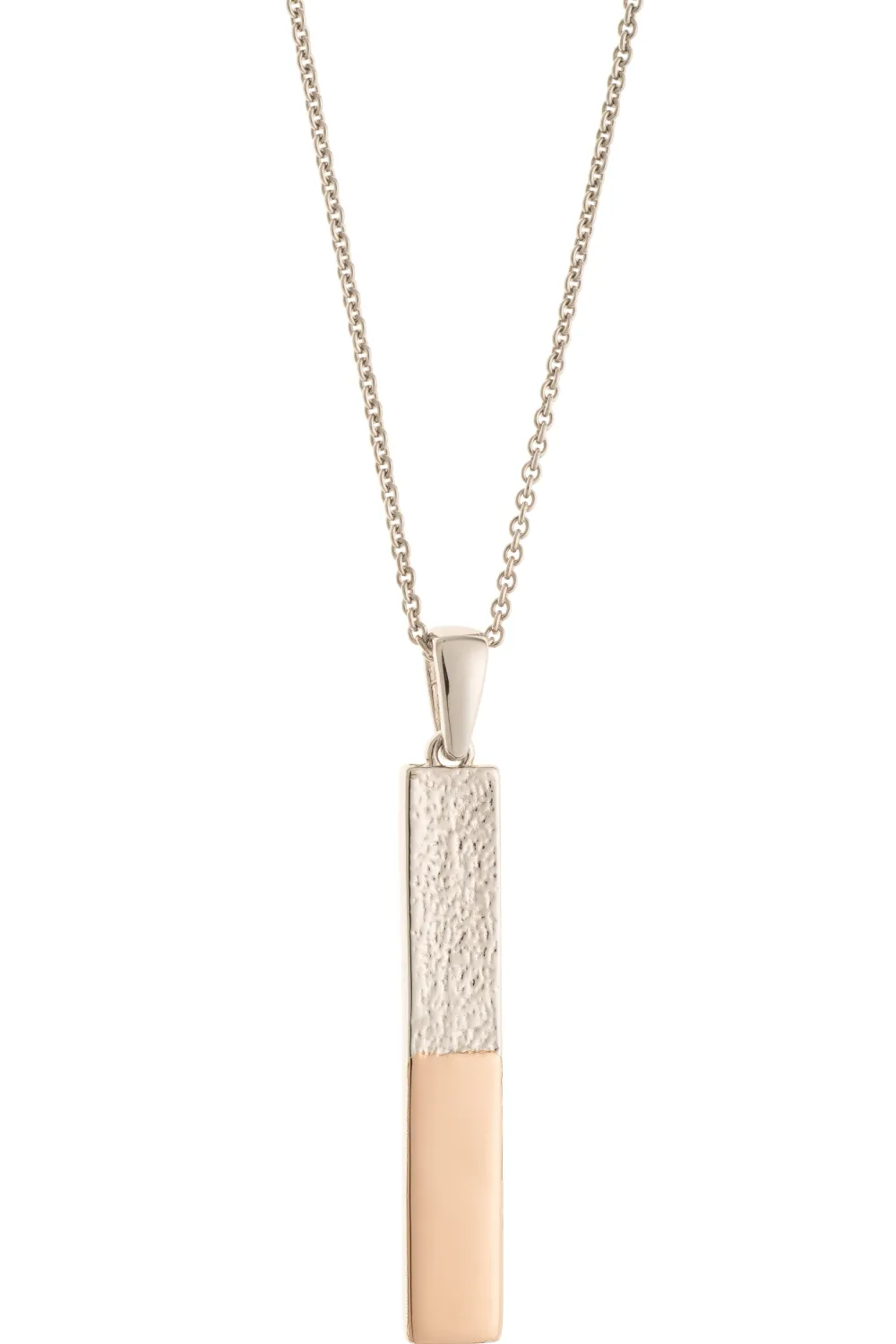 Dual Tone Bar Sterling Silver & Rose Gold Pendant<Galway Crystal New