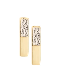 Dual Tone Bar Sterling Silver & Gold Stud Earrings<Galway Crystal Discount
