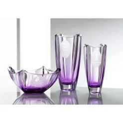 Engraved Amethyst Dune 10" Square Vase<Galway Crystal Best