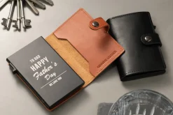 Engraved Black Leather Card Holder Wallet<Galway Crystal Best