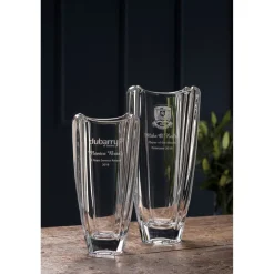 Engraved Dune 12" Square Vase<Galway Crystal Discount