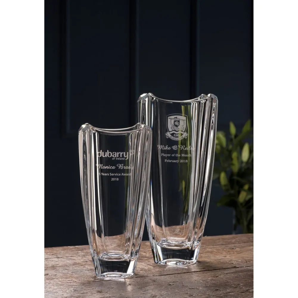 Engraved Dune 12" Square Vase<Galway Crystal Discount