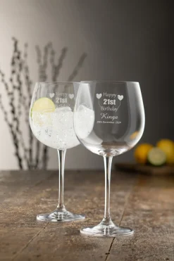 Engraved Elegance Gin & Tonic Glass Pair<Galway Crystal Clearance