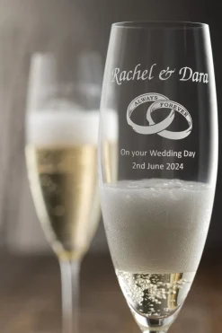 Engraved Elegance Prosecco Glass Pair<Galway Crystal New