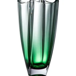 Engraved Emerald Dune 12" Square Vase<Galway Crystal