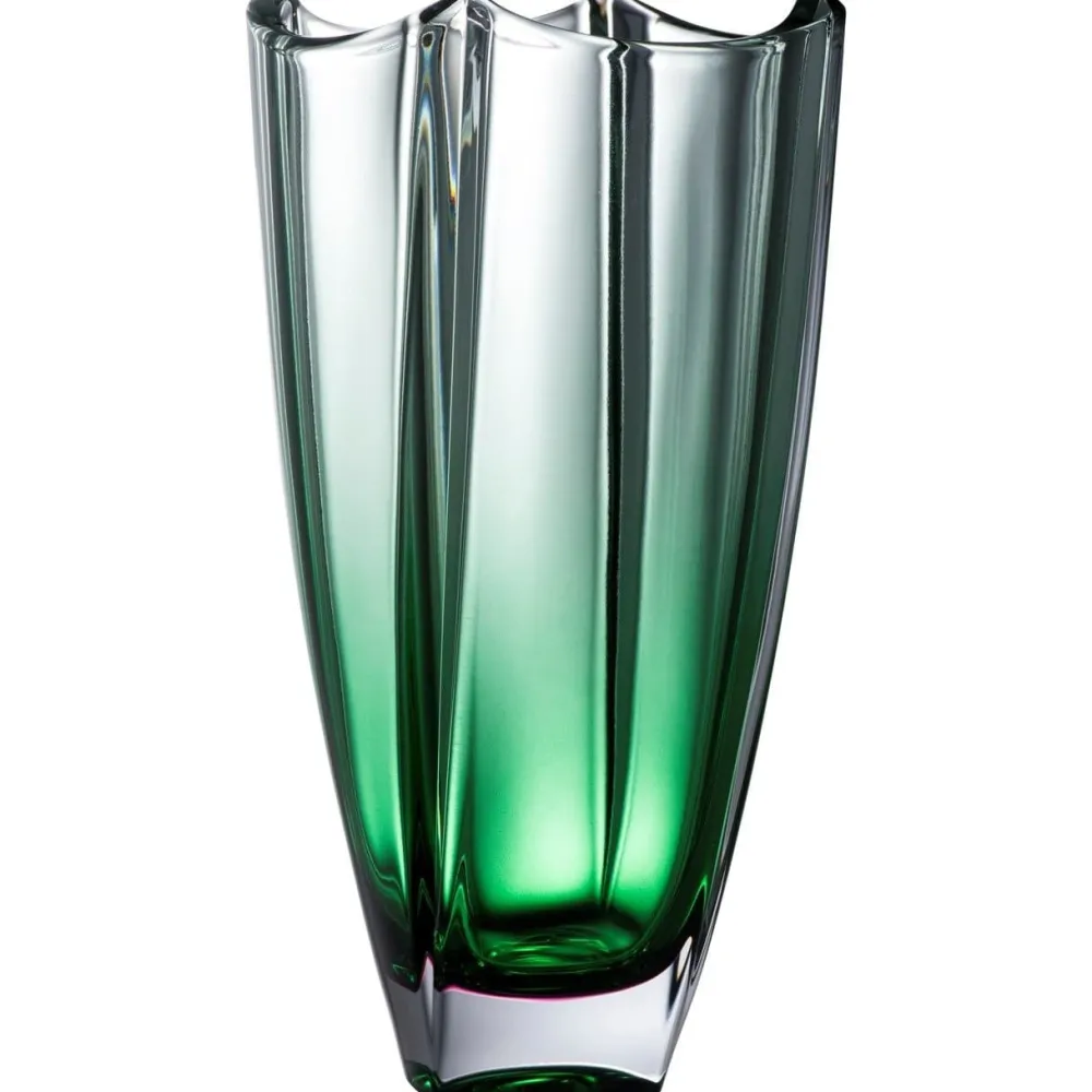 Engraved Emerald Dune 12" Square Vase<Galway Crystal