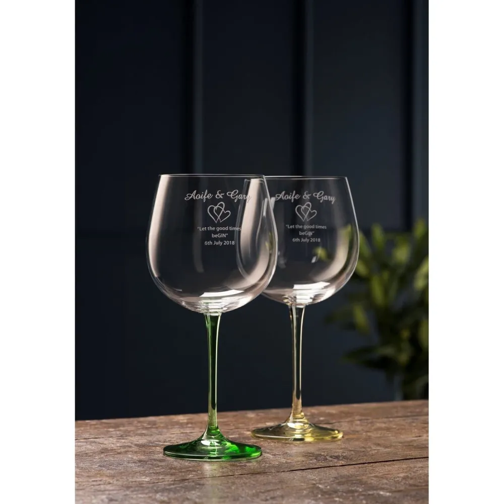 Engraved Gin & Tonic Glass Pair- Lemon & Lime<Galway Crystal Sale