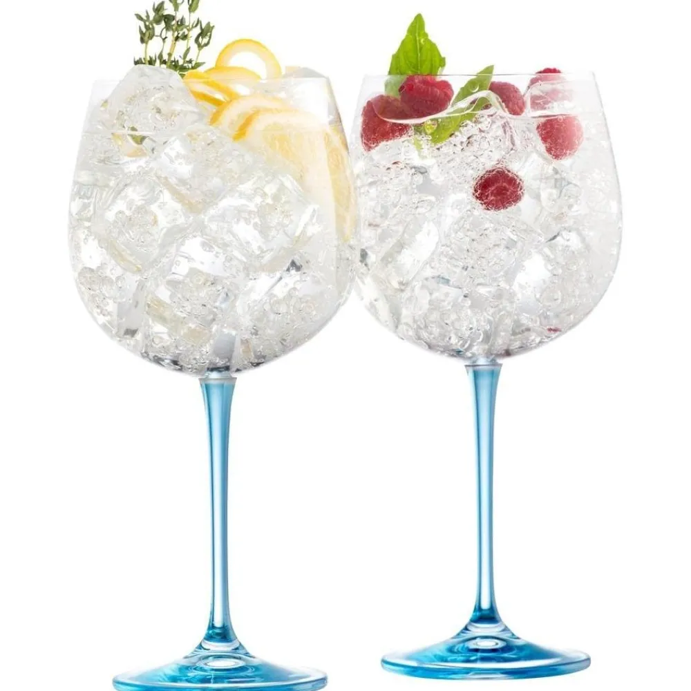 Engraved Gin & Tonic Glass Pair - Blue<Galway Crystal Best