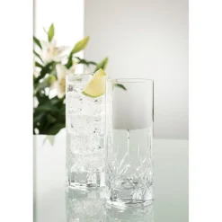 Engraved Longford Hiball Glass Pair<Galway Crystal New