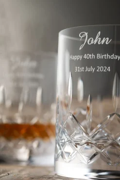 Engraved Longford Whiskey Glass Pair<Galway Crystal Online
