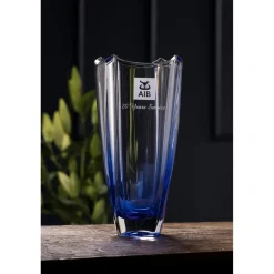 Engraved Sapphire Dune 12" Square Vase<Galway Crystal Discount