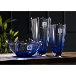 Engraved Sapphire Dune 12" Square Vase<Galway Crystal Discount