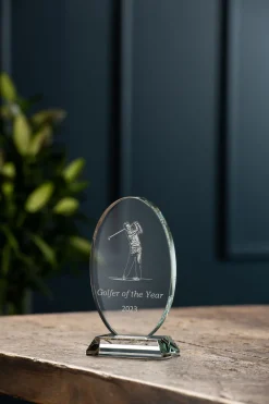 Engraved Small Oval Trophy<Galway Crystal Sale