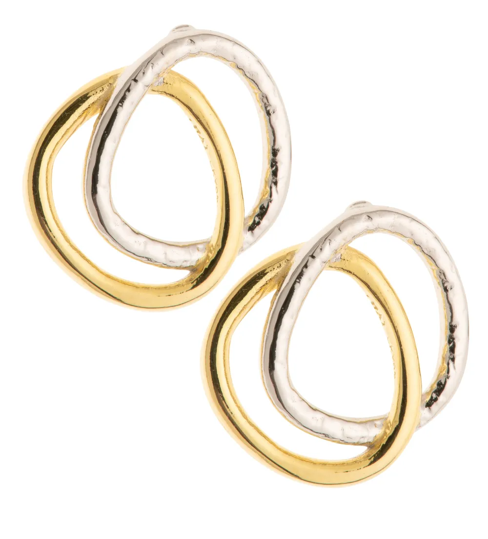 Entwined Sterling Silver & Gold Stud Earrings<Galway Crystal Clearance