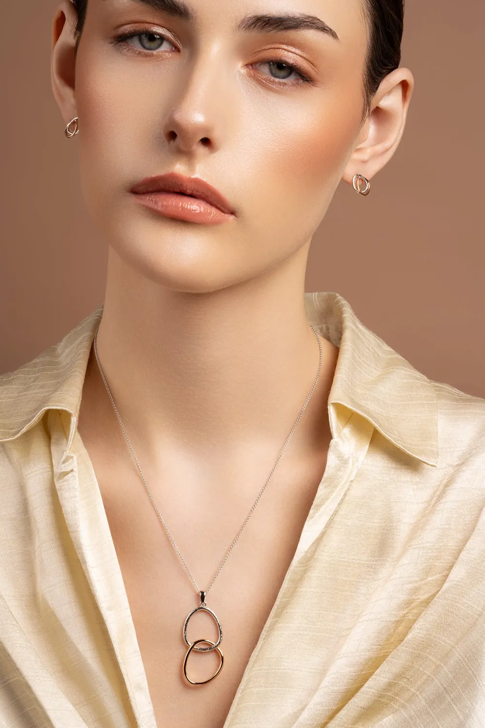 Entwined Sterling Silver & Rose Gold Pendant<Galway Crystal Discount