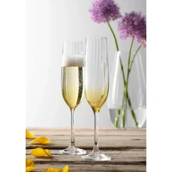 Erne Champagne Flute Glass Pair Amber<Galway Crystal Online