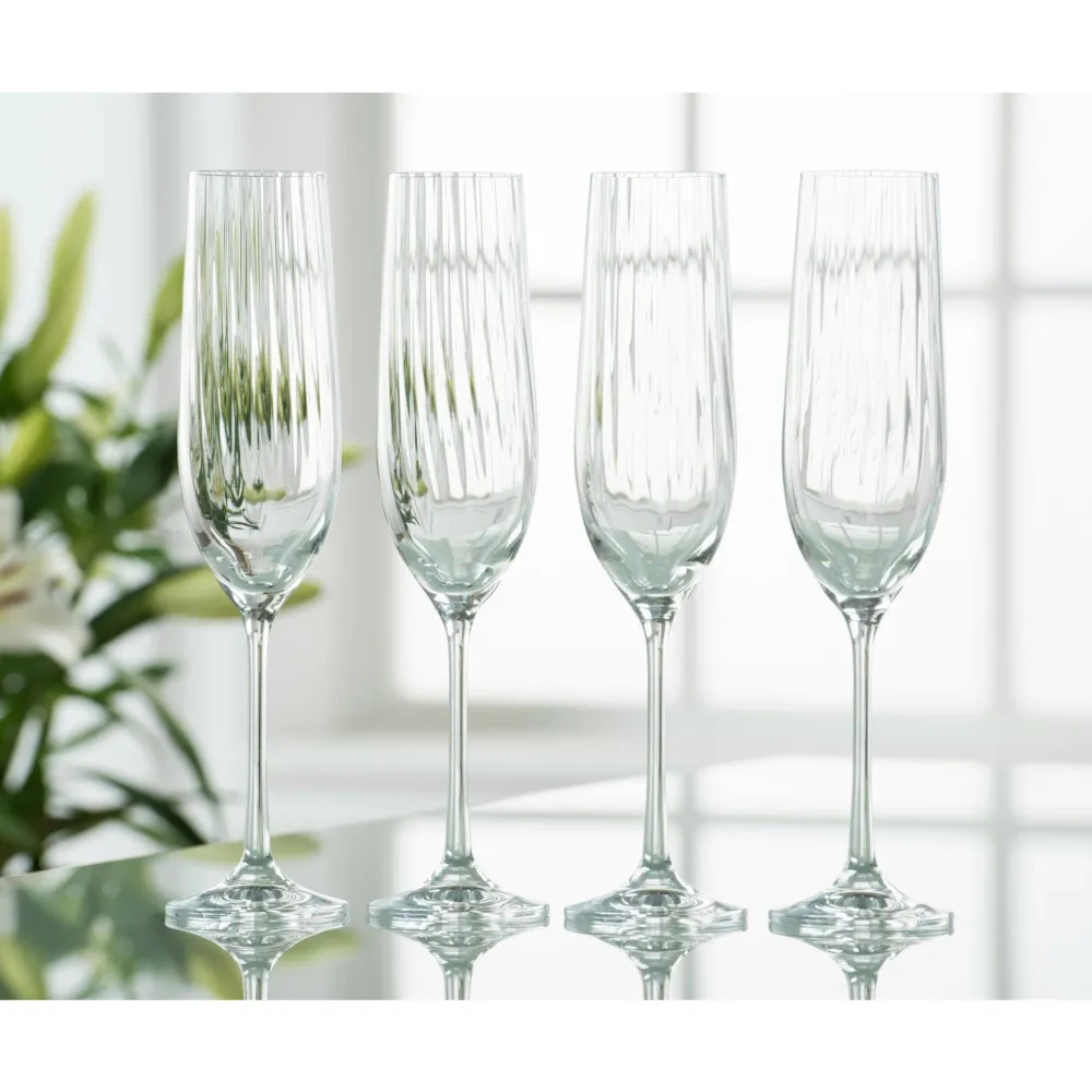 Erne Champagne Flute Glass Set of 4<Galway Crystal Sale