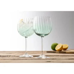 Erne Gin and Tonic Glass Pair Aqua<Galway Crystal New