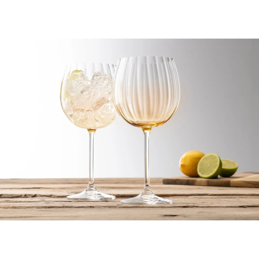 Erne Gin & Tonic Glass Pair Amber<Galway Crystal Sale