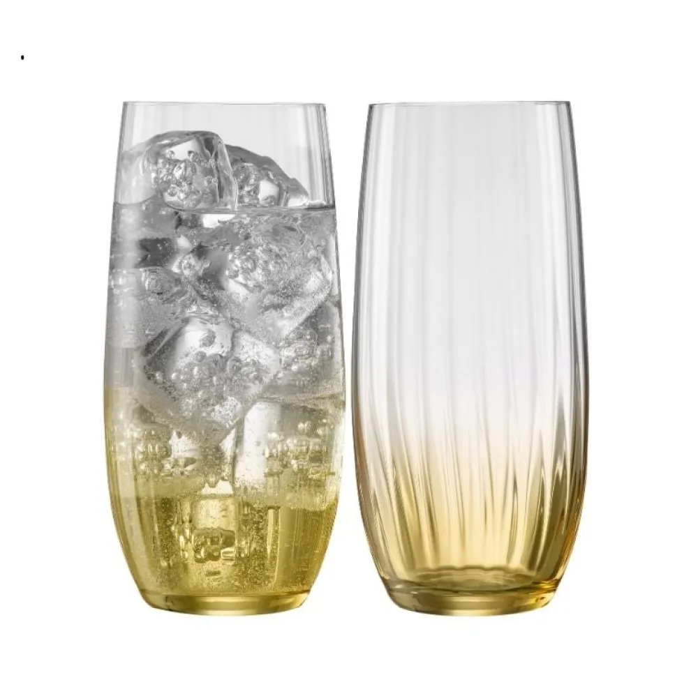 Erne Hiball Glass Pair Amber<Galway Crystal Discount
