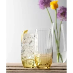 Erne Hiball Glass Pair Amber<Galway Crystal Discount