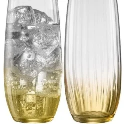 Erne Hiball Glass Pair Amber<Galway Crystal Discount